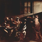 Caravaggio, Vocazione di San Matteo, 1599-1600, Olio su tela, 322 × 340 cm, Roma, Cappella Contarelli, Chiesa di San Luigi dei Francesi