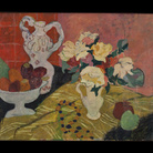 Adriana Pincherle, Natura morta con rose e fichi d’India, 1947-49, olio su tela (Casa Museo Alberto Moravia, Roma)