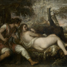 Tiziano Vecellio, Ninfa e pastore, 1570-1575, Olio su tela, 149.6 × 187 cm, Vienna, Kunsthistorisches Museum, Gemaldegalerie | Foto: Coen | © Galleria Borghese