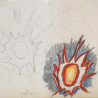 Roy Lichtenstein, Explosions (Studies), 1965. Graphite pencil, colored pencil and marker on paper, 20x21.6 cm. Private Collection 