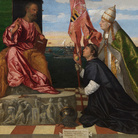 Tiziano Vecellio (1488 - 1576), Jacopo Pesaro presentato a San Pietro da Papa Alessandro VI, 1511-1513 circa, Olio su tela, 188 x 147.8 cm, Royal Museum of Fine Arts Antwerp (KMSKA) | © KMSKA | www.lukasweb.be - Art in Flanders | Foto: Hugo Maertens