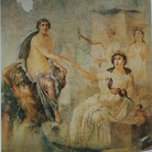 Io accolta da Iside a Canopo, Pompei, Tempio di Iside, cd. ekklesiasterion, Affresco su intonaco. 150 x 137,5 cm, Napoli, Museo Archeologico Nazionale |