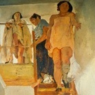 Fausto Pirandello, Donne sulla scala (1934), Olio su tavola, cm 190 x 152