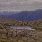 Emilio Longoni, Laghetto del Bernina, 1911 circa. Olio su tela fissata su cartone, 29 x 39 cm