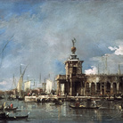 Francesco Guardi, Punta della Dogana, olio su tela, 33 x 52 cm. Collezione privata