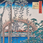 Andō Hiroshige, All'interno del Santuario Kameido Tenjin, Stampa xilografica policroma tratta dalla serie 