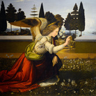 Leonardo da Vinci, Annunciazione, 1472 circa, Olio su pannello, 98 x 217 cm, Firenze, Gallerie degli Uffizi