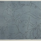 Pablo Picasso, La picca spezzata, 13.10.1959 linografia a colori, “Epreuve d’essai”, only state, 621x752 mm. Kunstmuseum Pablo Picasso Münster 