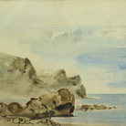 Eugène Delacroix, Falesie a Dieppe, 1834 circa, Acquerello su carta, 16.8 x 12.8 cm, Collection Association Peindre en Normandie, Caen