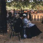 Giuseppe De Nittis, Fliration, Hyde Park (Accanto alla pista), 1874, Olio su tela, cm. 33x43, Napoli