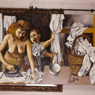 Renato Guttuso (1911-1987), La Stiratrice e il Ragazzo di Caravaggio, 1974, olio su tela, cm 147x225x9