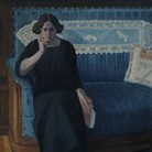 Antonio Camaur, Ritratto della moglie sul divano blu, 1915 circa, Trieste, Museo Sartorio