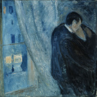 Edvard Munch, Il bacio con la finestra, 1892, Olio su tela, 73 x 92 cm, Oslo, National museet for kunst