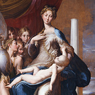 Parmigianino, Madonna dal collo lungo (Madonna col Bambino, angeli e un profeta), 1534-1540. Olio su tavola, cm 216×132. Galleria degli Uffizi, Firenze