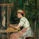 Silvestro Lega (Modigliana 1826 - Firenze 1895), La bigherinaia / The weaver, 1883, Olio su tavola / Oil on panel, | Collezione privata / Private collection 