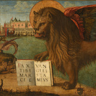 Vittore Carpaccio, Leone marciano andante, 1516, Tempera su tela, 130 x 368 cm, Venezia, Palazzo Ducale