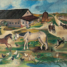 Antonio Ligabue, Cortile, 1930, Olio su tela, 77 x 102 cm | Courtesy Fondazione Archivio Antonio Ligabue di Parma
