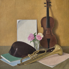 L’ultimo romantico. Luigi Magnani il signore della Villa dei Capolavori,  Parma, Fondazione Magnani Rocca, 12 settembre - 13 dicembre 2020 | Antonio Donghi, Strumenti musicali, 1935, Olio su tela | Courtesy of Fondazione Magnani-Rocca 2020