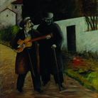 Ottone Rosai, Il cieco e il chitarrista, 1932, Olio su cartone, 100 x 72 cm, Collezione privata