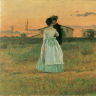 Silvestro Lega, I fidanzati, 1869. Olio su tela, 35,5 x 79,5 cm. Museo Nazionale della Scienza e della Tecnologia Leonardo da Vinci, Milano