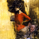 Giovanni Boldini, Signora in casacca rossa, 1882 circa. Pastello su carta, 100 x 73 cm