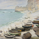 Claude Monet, Barche sulla spiaggia di Étretat, 1883, olio su tela, 81 x 65 cm, Tolosa, Fondation Bemberg