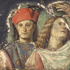 Francesco Raibolini detto Il Francia, Due teste maschili, 1500 ca., frammento di affresco staccato e inglobato nel gesso, 70x79x5x53. Pinacoteca Nazionale, Bologna