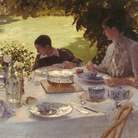 Giuseppe De Nittis, Colazione in giardino, 1883 - 1884, Olio su tela, cm. 81x117, Barletta, Pinacoteca Giuseppe De Nittis