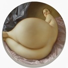 John Currin, Nude in a Convex Mirror, 2015 Olio su tela, Diametro 106.7 cm | Private Collection © John Currin - Courtesy Gagosian Gallery - Photo  by Douglas M. Parker Studio