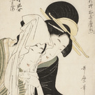 Kitagawa Utamaro, Koharu e Jihei, Dalla serie Modelli alla moda nello stile di Utamaro, 1798-1799, Silografia policroma, 35.5 x 23.8 cm, Honolulu Museum of Art | Courtesy of Palazzo Reale, Milano 2016