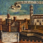 Anonimo pittore fermano del XVIII secolo, Veduta dei monumenti del Girfalco di Fermo, Fine XVIII secolo, Olio su tela, Fermo, PinacotecaCivica