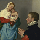 Giovanni Battista Moroni, Gentiluomo in adorazione di fronte alla Madonna col Bambino, 1555 circa, Olio su tela, 65 x 60 cm, National Gallery of Art, Washington, Samuel H. Kress Collection | Fhoto: Courtesy of National Gallery of Art, Washington