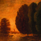 Gaetano Previati, Paesaggio, 1910-1912 circa, Olio su tela, 80.5 x 150.5 cm, Ferrara, Museo dell’Ottocento