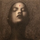 Omar Galliani, Mantra. Sempre nuove stelle (2008). Grafite su legno. Collezione Casadei Menghi, Rimini