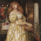 Dante Gabriel Rossetti (1828 - 1882), Lucrezia Borgia, 1860-1861, Grafite e acquerelo su carta, 43.8 x 25.8 cm, Londra, Tate Britain