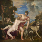 Tiziano Vecellio (1490 - 1576), Venere e Adone, Vecellio Data 1553 circa, Olio su tela, 186 x 207 cm, Madrid, Museo del Prado