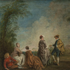 Jean-Antoine Watteau, La proposta imbarazzante, 1715-1716 circa, Olio su tela. 65 х 84,5 cm, San Pietroburgo, Museo Statale Ermitage | 