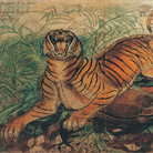 Antonio Ligabue, Tigre reale, 1941, China e pastelli a cera su carta intestata dell’Ospedale Psichiatrico San Lazzaro di Reggio Emilia, 36 x 50 cm