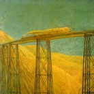 Gaetano Previati, La ferrovia del Pacifico, 1914-1916, Olio su tela, 207.3 x 133 cm, Camera di Commercio Metropolitana di Milano-Monza-Brianza-Lodi | Courtesy of Fondazione Ferrara Arte