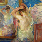 Berthe Morisot (1841-1895), Davanti alla psiche, 1890 circa, Olio su tela, 46 x 55 cm, Firmata in basso a destra “B. Morisot” Martigny, Collezione Fondazione Pierre Gianadda, cat. rag. CMR 269 | IMPRESSIONISTI SEGRETI - Palazzo Bonaparte, Roma 6 ottobre 2019 - 8 marzo 2020