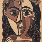 Pablo Picasso, Piccola testa di donna coronata di fiori, 20.2.1962, linografia a colori, 630x444 mm, Kunstmuseum Pablo Picasso Münster