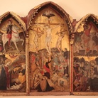 Luca di Paolo, Trittico della Crocifissione, (Crocifissione, sant’Adriano e Natività, san Bartolomeo e Adorazione dei Magi). tempera e oro su tavola. Museo Piersanti, Matelica (MC)