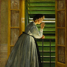 Silvestro Lega (Modigliana 1826 - Firenze 1895), Curiosità / Curiosity, c.1869, Olio su tela / Oil on canvas | Collezione privata / private collection