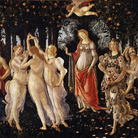 Sandro Botticelli, Primavera, 1477-1482, Tempera su tavola, 2.03 × 3.14 m, Firenze, Galleria degli Uffizi