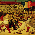 Salvatore Fiume, La battaglia dei sassi, anni ’49 – ’52, olio su tela, 170x300 cm