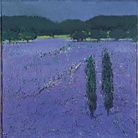 Carlo Mattioli, Campo di lavanda, 1980, Olio su tela, 60 x 70 cm, Collezione privata | Courtesy of Labirinto della Masone, Fontanello, Parma