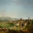 Francesco Zuccarelli, Veduta ideale di Vicenza con celebrazione allegorica di Andrea Palladio, 1760-1770, Olio su tela, 239.5 x 151.5 cm | Courtesy of Intesa Sanpaolo