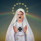 Max Fontana, Heil Mary,  Tecnica mista con volto di politico austriaco su mezzobusto di icona religiosa di sesso femminile