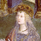 Pinturicchio (1454 - 1513), Disputa di Santa Caterina d'Alessandria con i filosofi, davanti all'imperatore Massimino, Particolare, Presunto ritratto di Lucrezia Borgia, 1492-1494, Città del Vaticano, Sala dei Santi, Appartamento Borgia