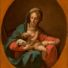 Gaetano Gandolfi (San Matteo della Decima 1734 - Bologna 1802), Madonna che allatta il Bambino, 1795-1800 circa, Olio su tela ovale, 31.4 x 39.3 cm, Provenienza: Collezione Molinari Pradelli, Marano di Castenaso, 2015